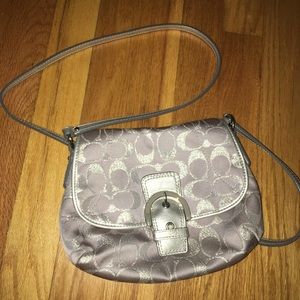 Silver crossbody Coach purse